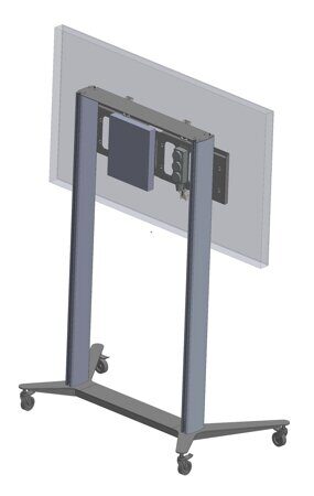 Напольная мобильная стойка для панели 65-98" с блоком розеток и полкой для ПК